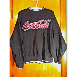 H&M Coca Cola Coke Crewneck Sweatshirt Black Red‎ Logo Oversized XS